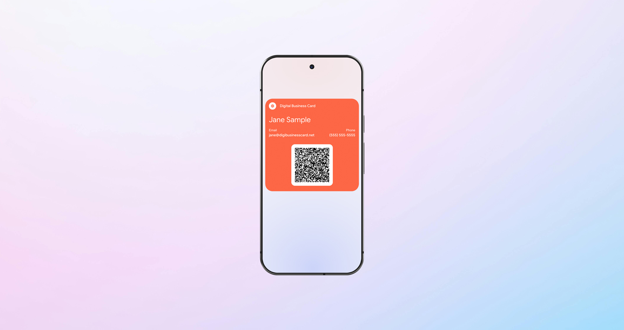 Android phone showing a digital business card